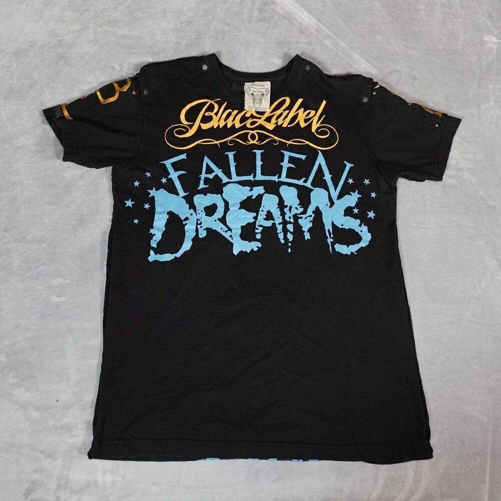 Blac Label Fallen Dreams T Shirt Mens M Grunge Double Sided Y2K Black